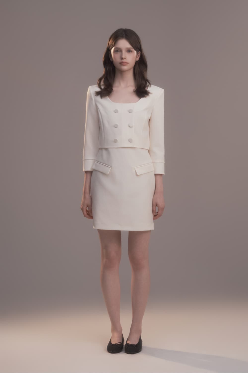 Celina Button Dress - Cream