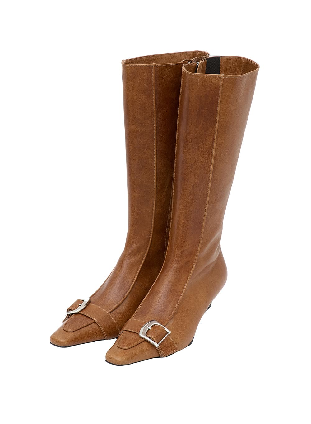 POINTED BELTED BOOTS_CAMEL