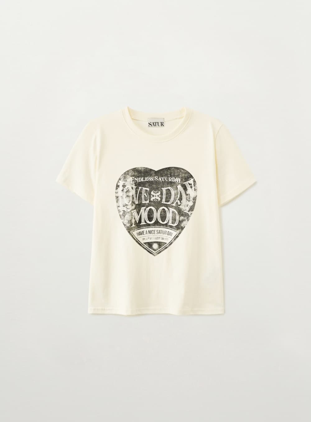 (W) Saturday Retro Mood Graphic T-Shirt - Vintage White