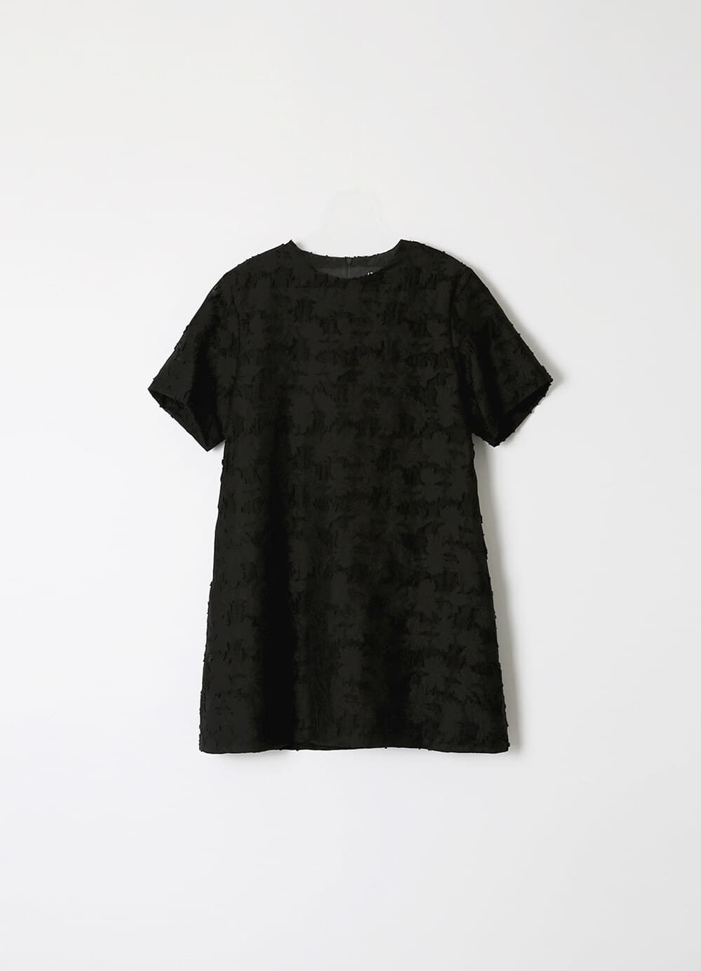 Flower-Jacqaurd Mini Dress - Black