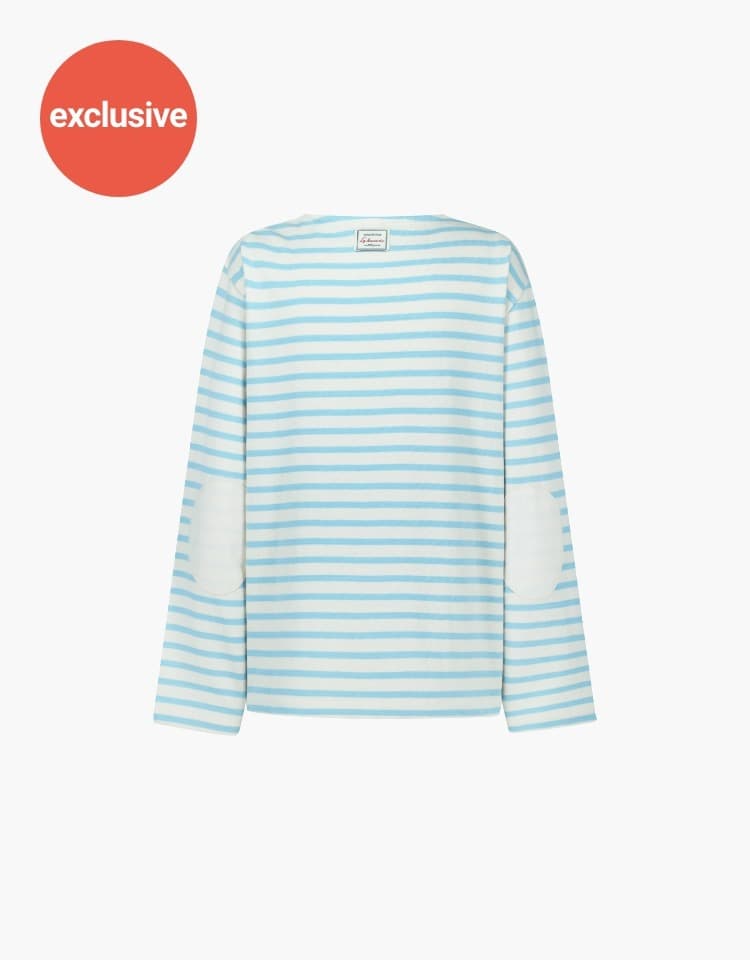striped round neck t-shirt - skyblue