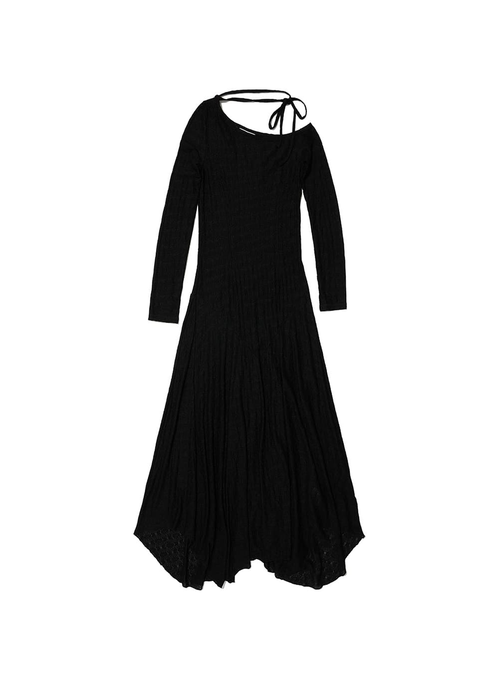 SHEER LACE TIENECK MAXI DRESS_BLACK