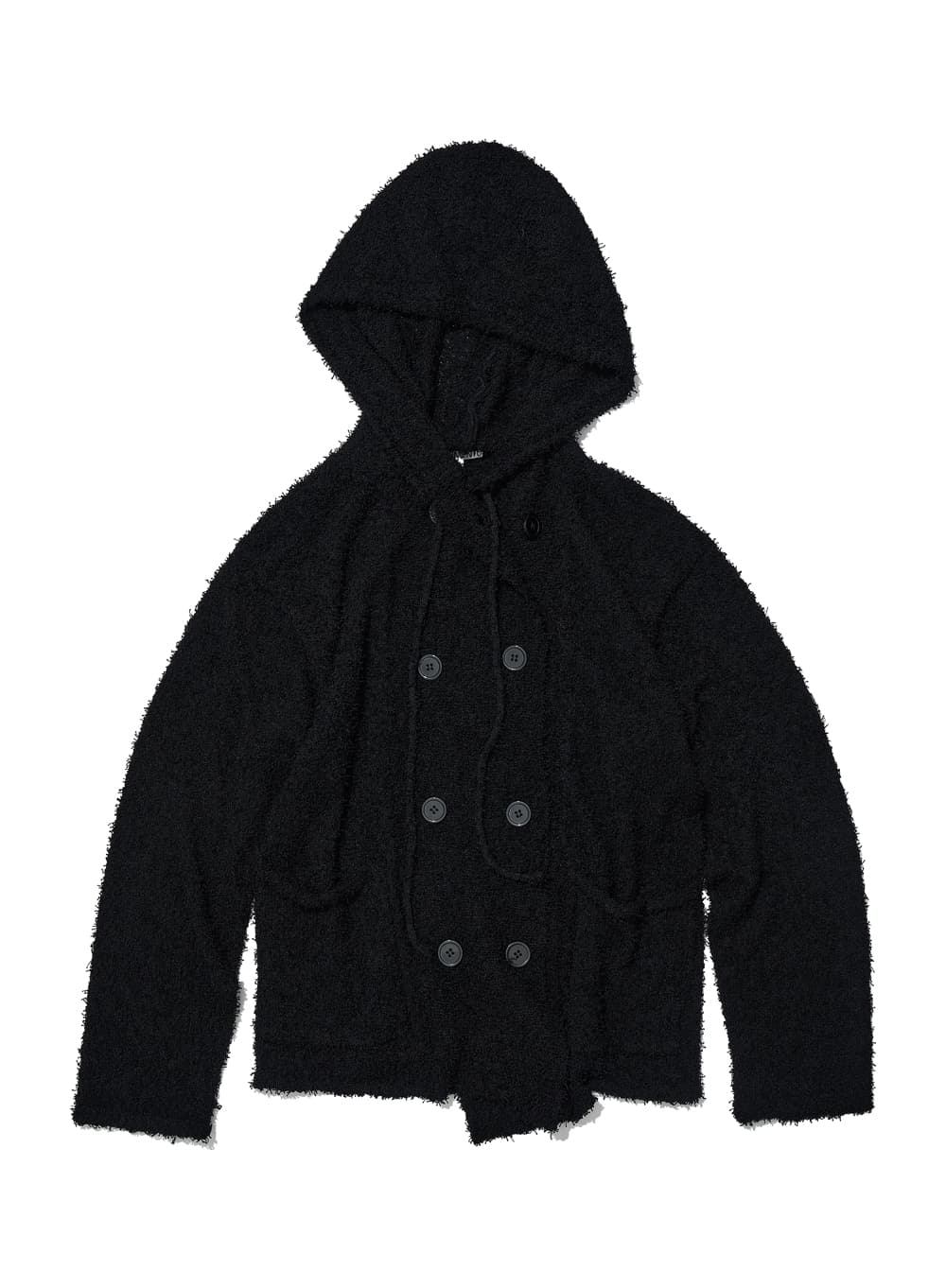 GRUNGE BOUCLE HOODED CARDIGAN_BLACK