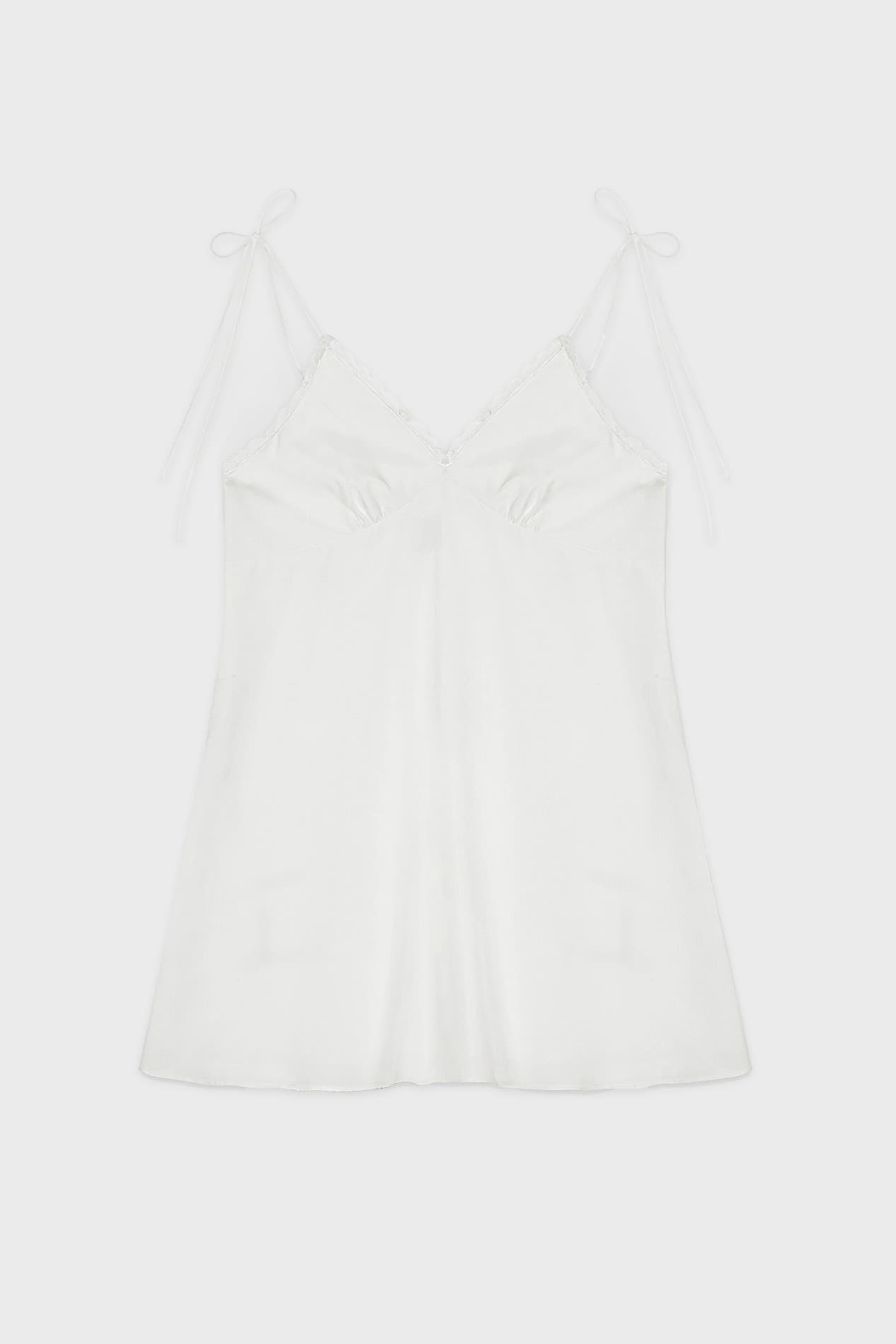 Lace Flared Mini Dress (White)