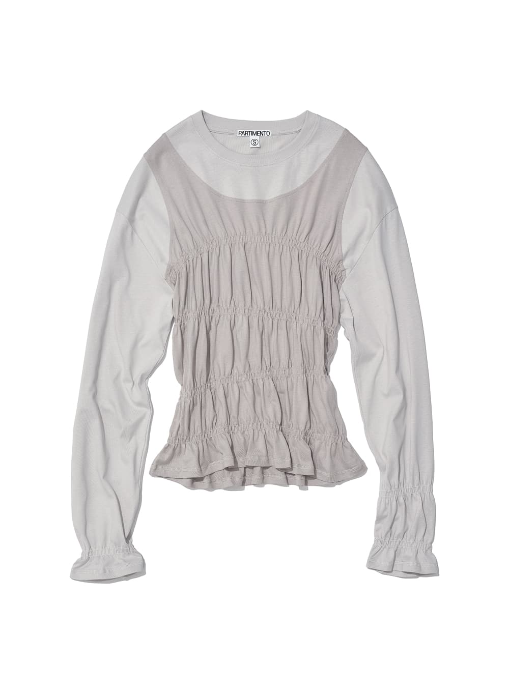 ALL-IN-ONE SMOCKED LONG SLEEVE TOP_STONE