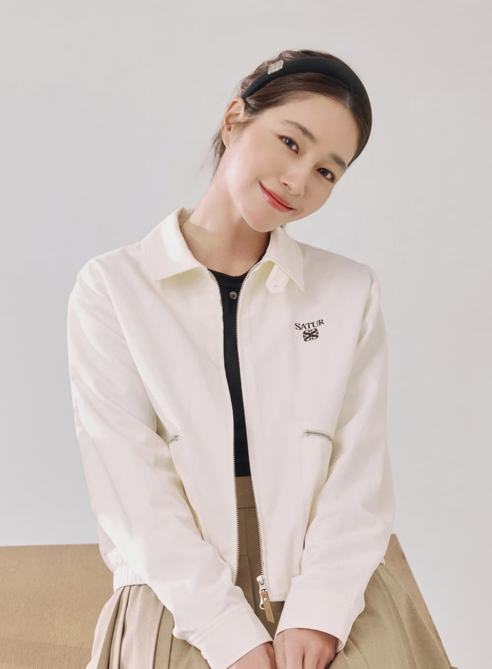 (W) Maron Collar Blouson Jacket - Cream