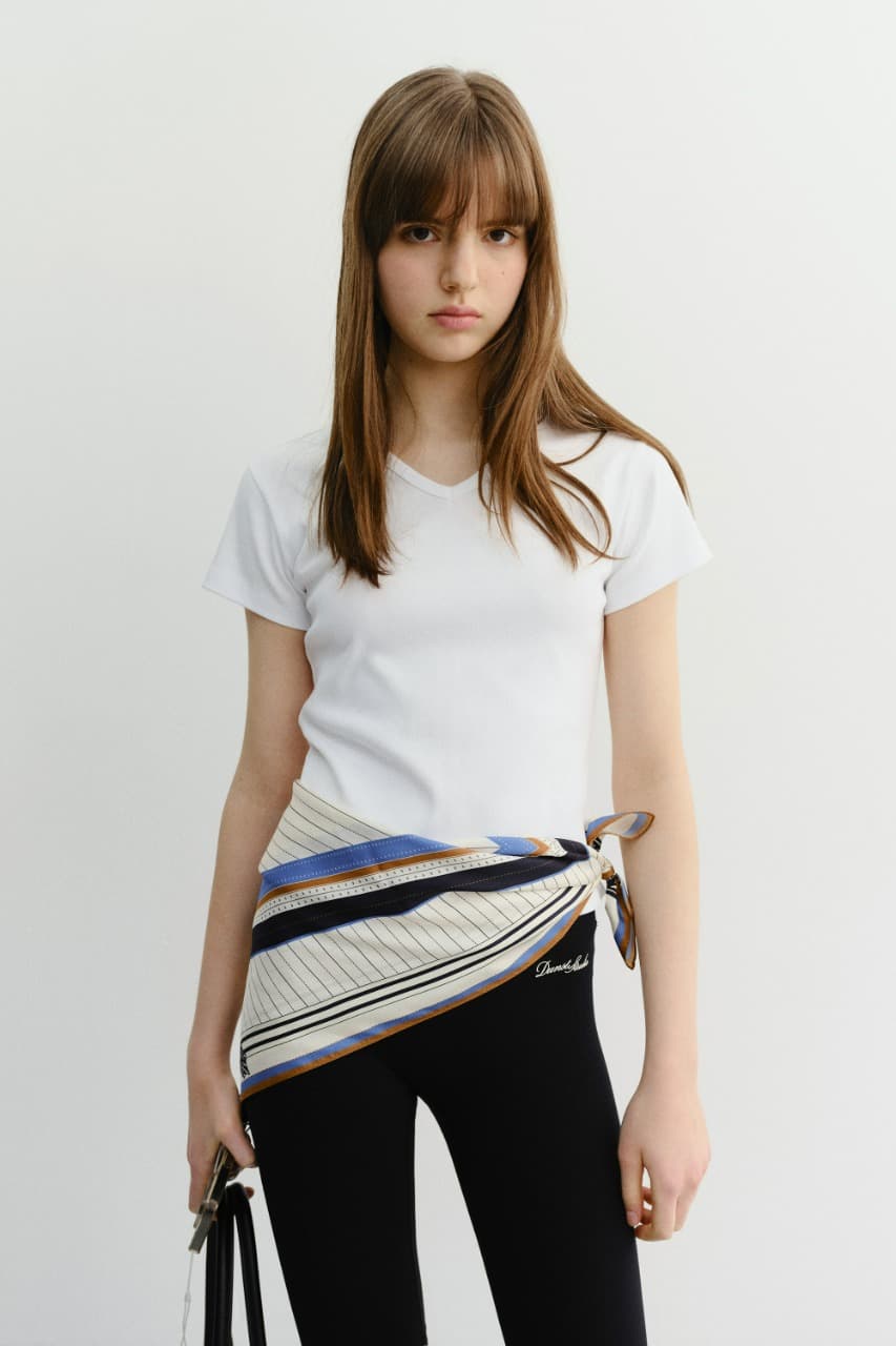 V-NECK SLIM TOP OFF WHITE_UDTS6B226OW