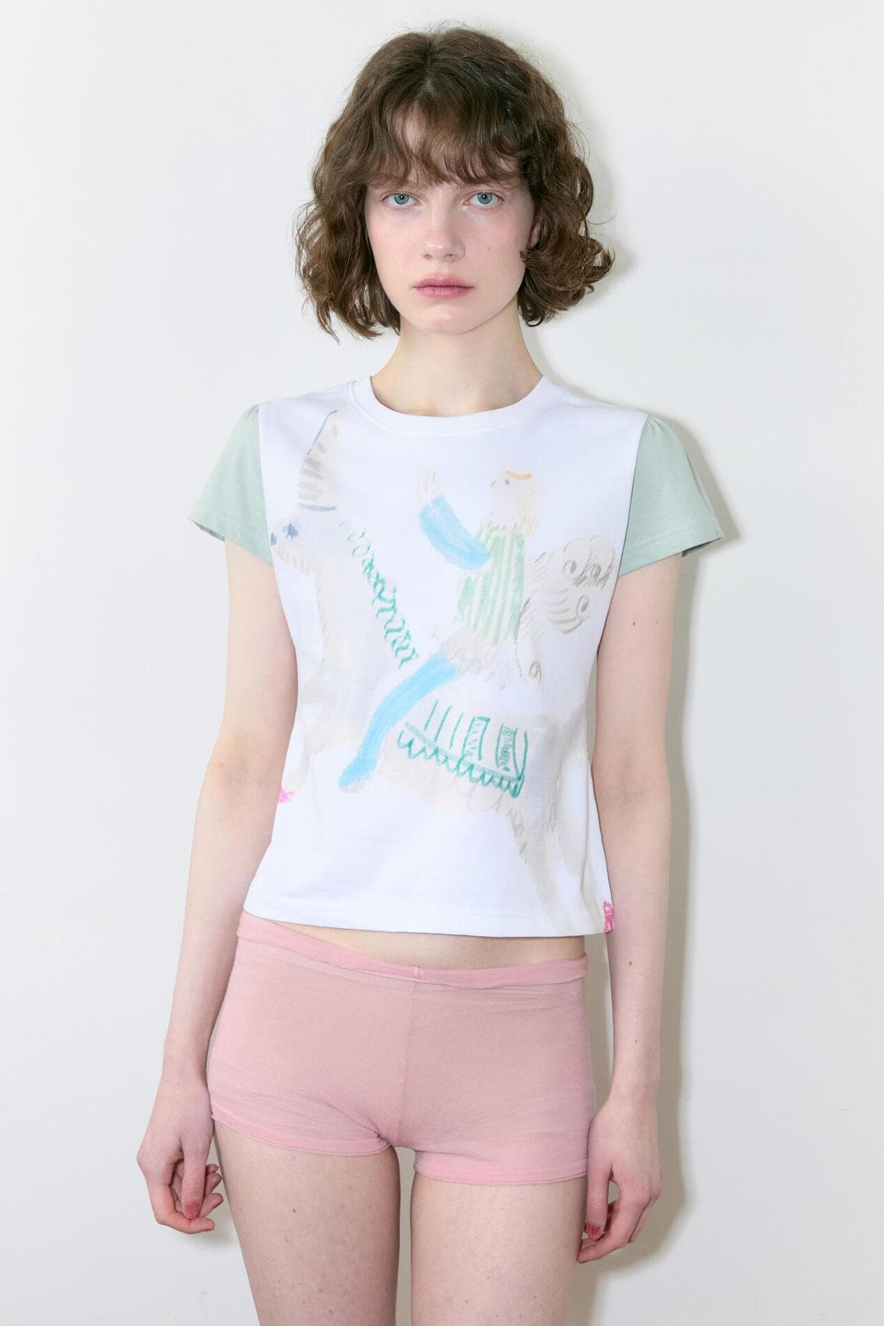 Color Block Unicorn Puff T-Shirt (White)
