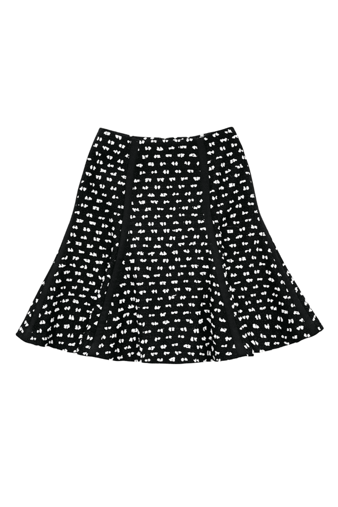 Tweed Panel Flare Skirt (Black)