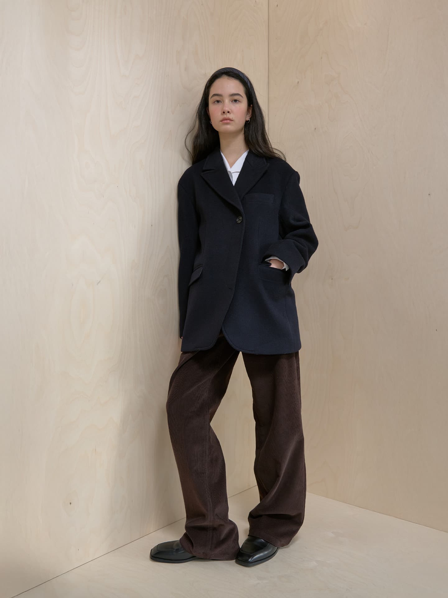 CASHMERE DOUBLE HALF COAT_NAVY