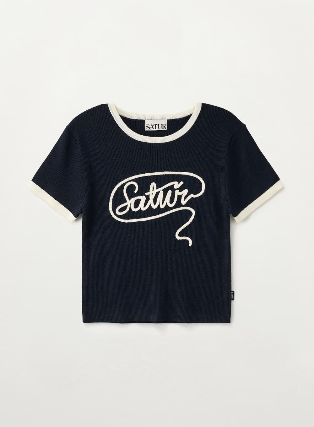 (W) Rope Logo Ringer Half Knit - Navy
