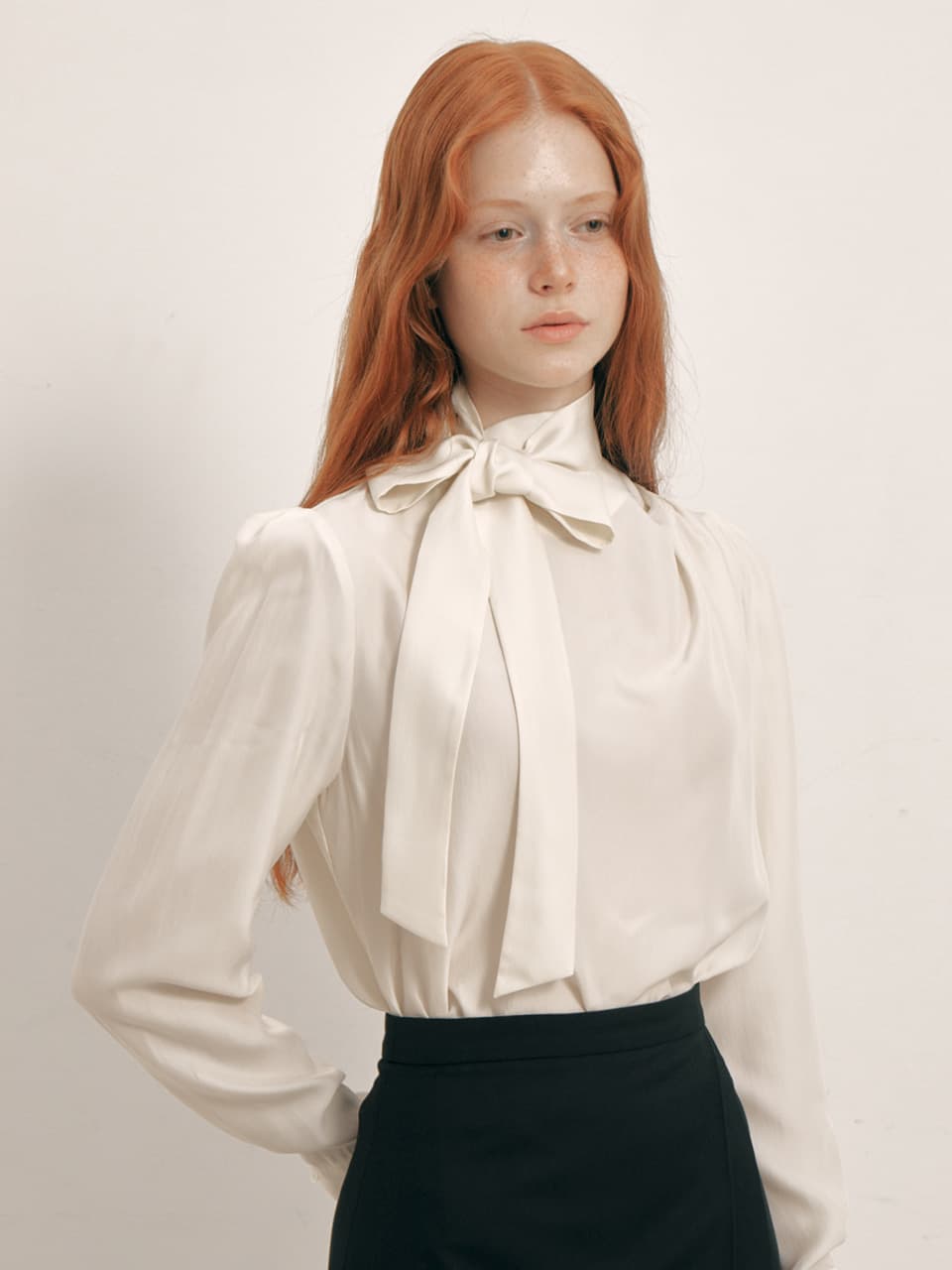 High Neck Tie Blouse