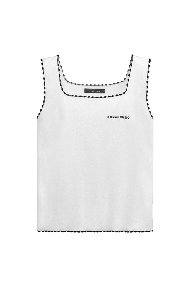 Contrast Trim Logo Tank (White)