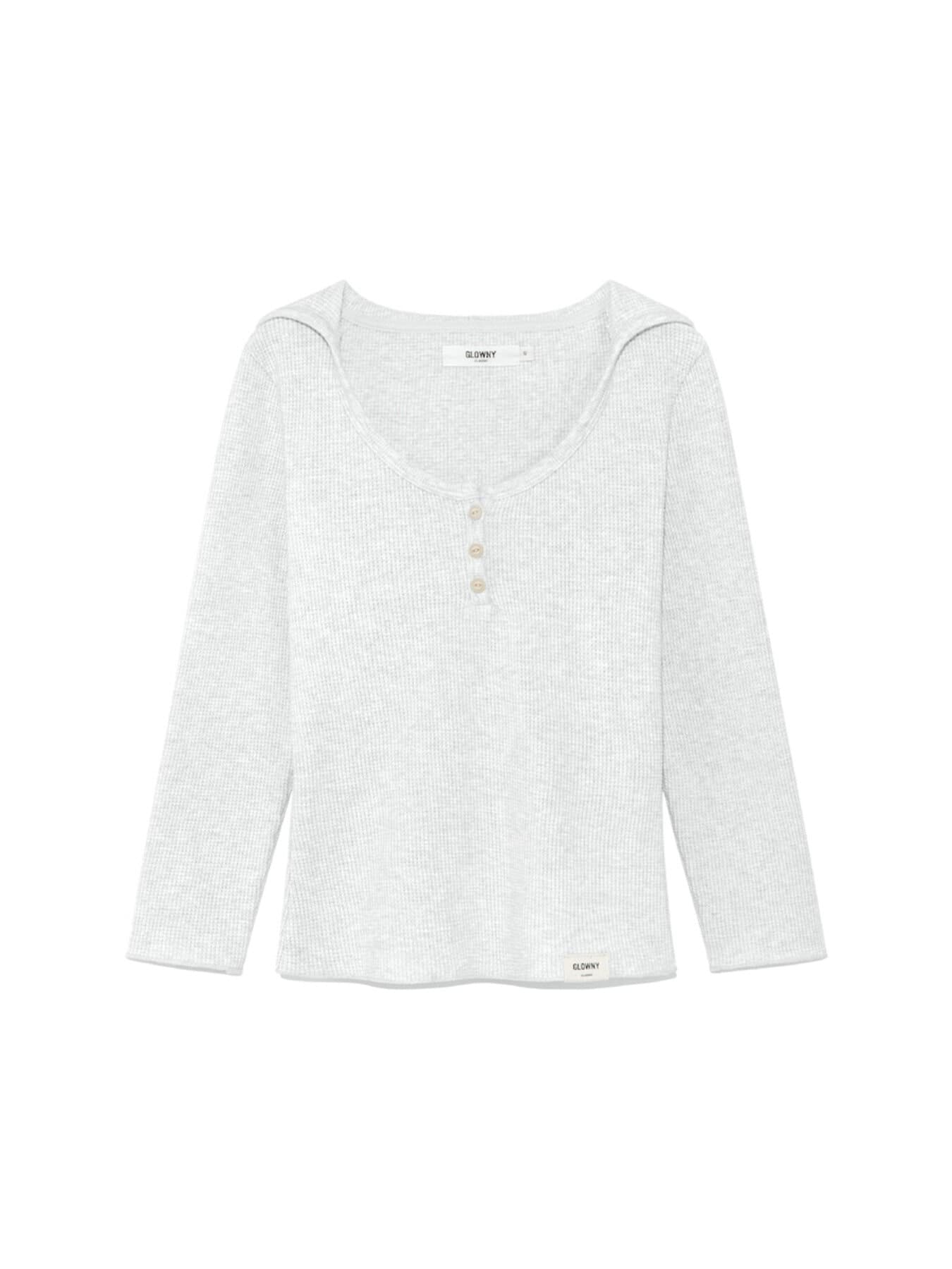 3/4 G WAFFLE BUTTON FLY TEE (MELANGE GRAY)