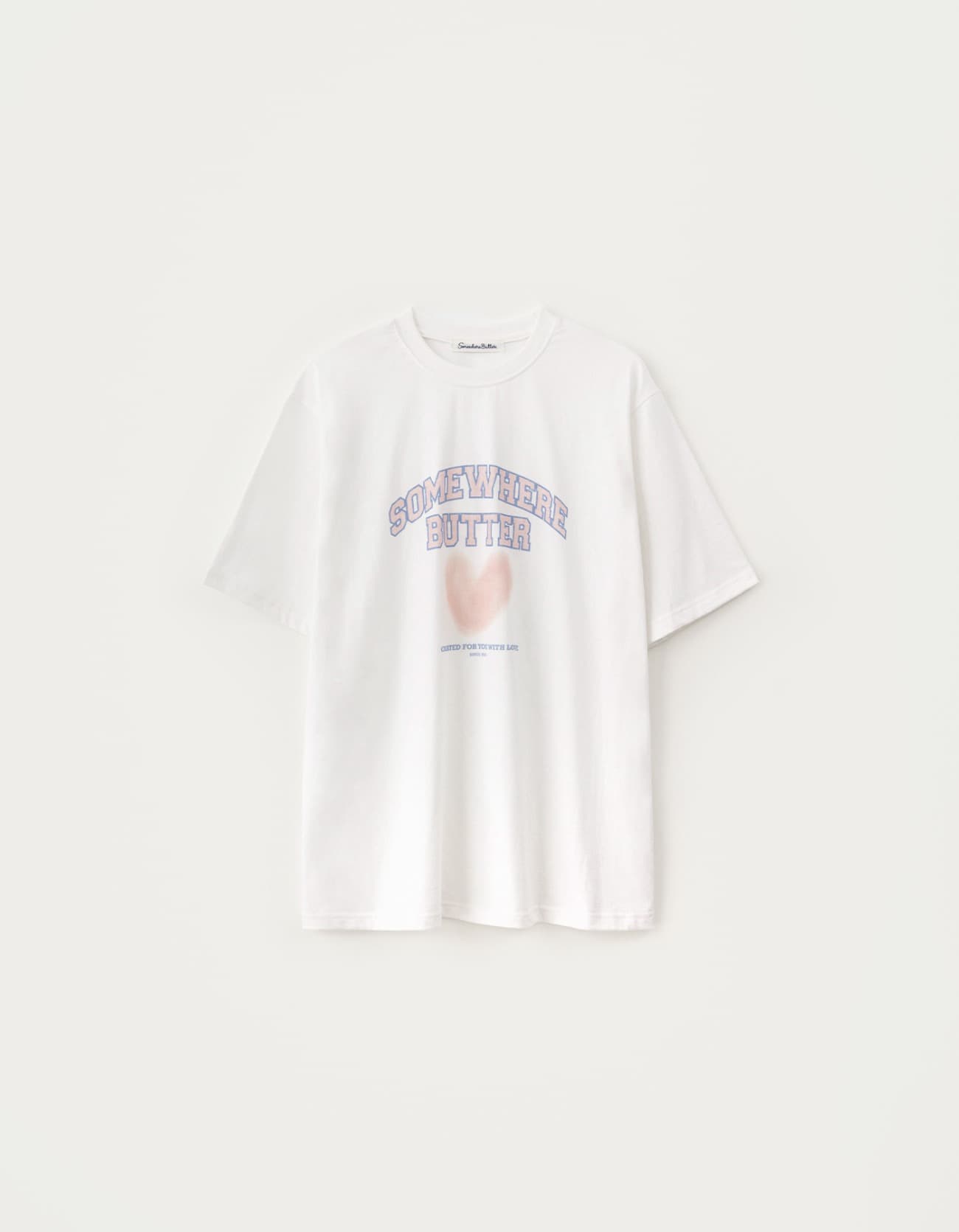 5.22 출고 Fuzzy Heart Logo Over-Fit Top - Ivory