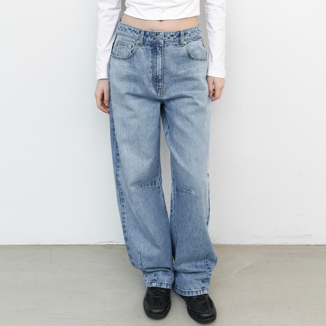 (PT-5746)CURVED BALLON DENIM PANTS