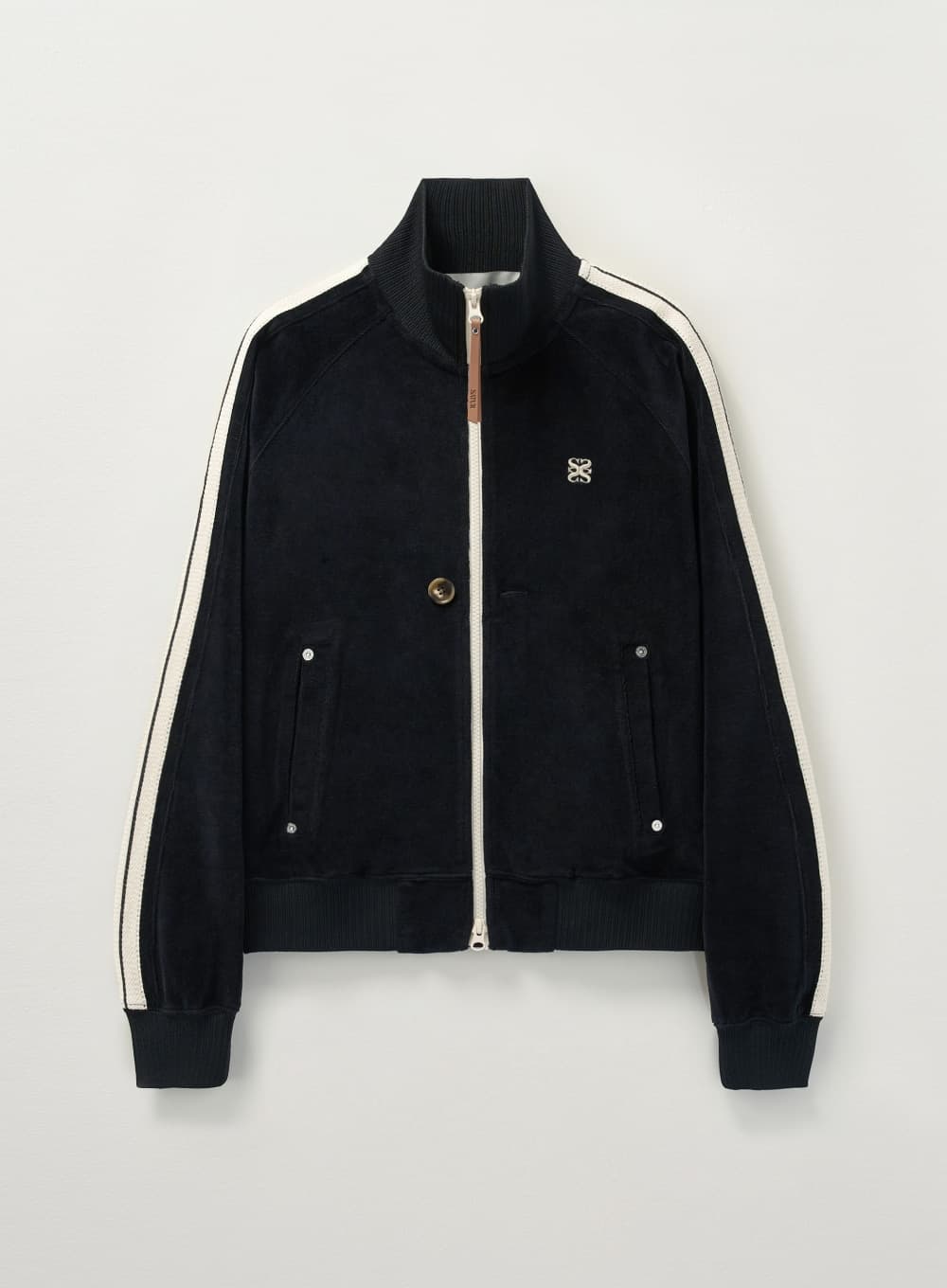 (W) Lawton Velour Track Zip-up Jacket - Black