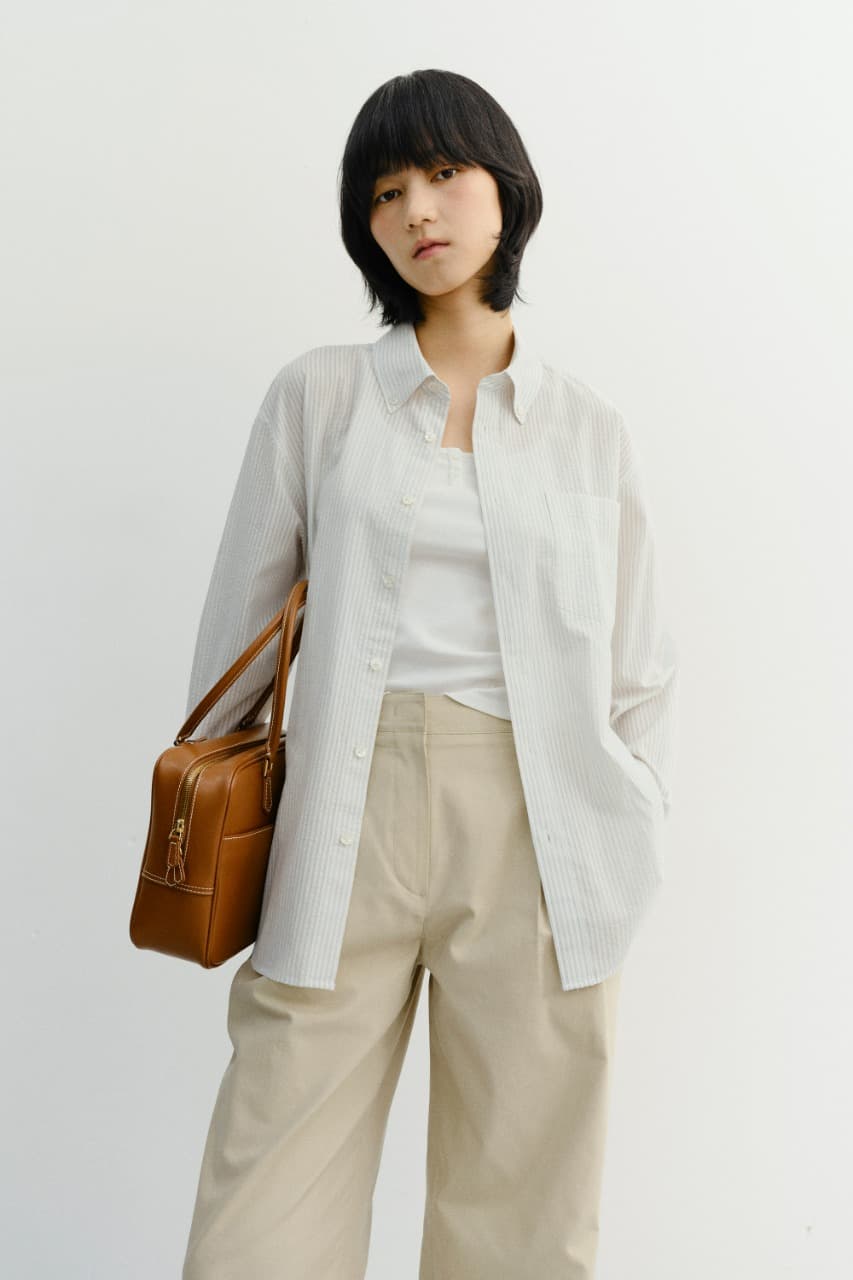 UNISEX CLASSIC STRIPED BD OVERSHIRT CREAM_UDSH6B125CR