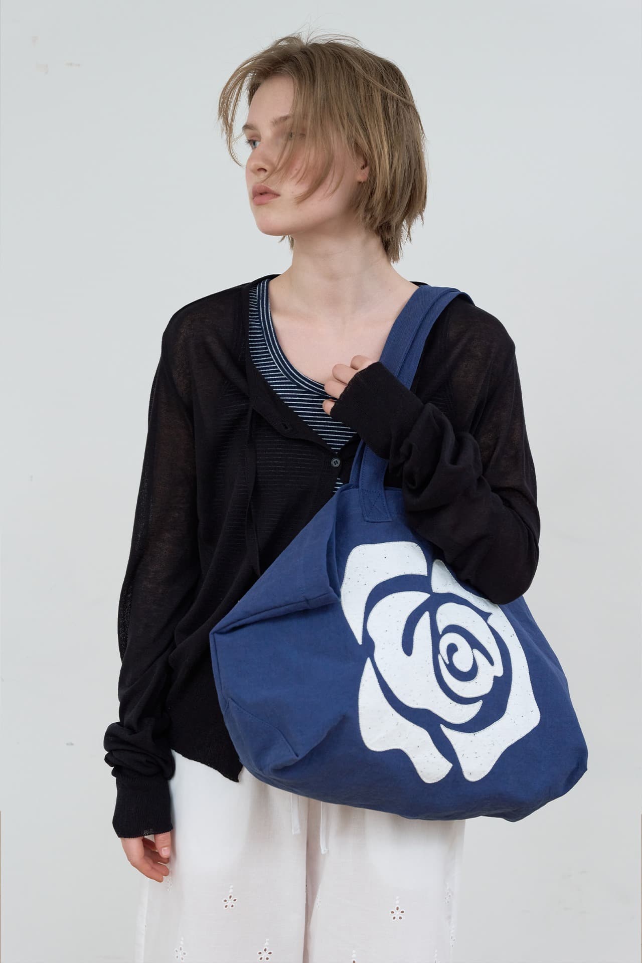 ROSE PATCH ECO BAG_NAVY
