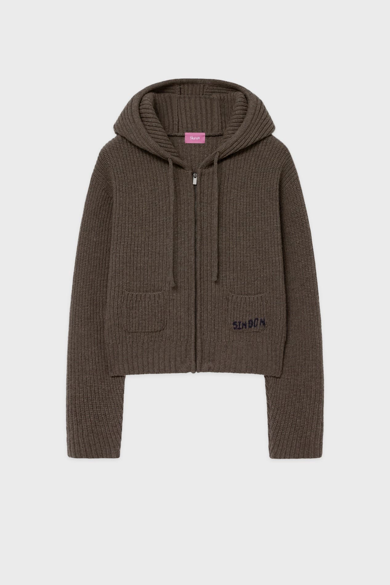 SN Pocket Logo Zip-up Hoodie Knit (Brown)