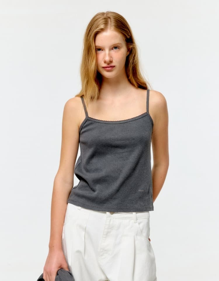 pigment eyelet sleeveless - charcoal