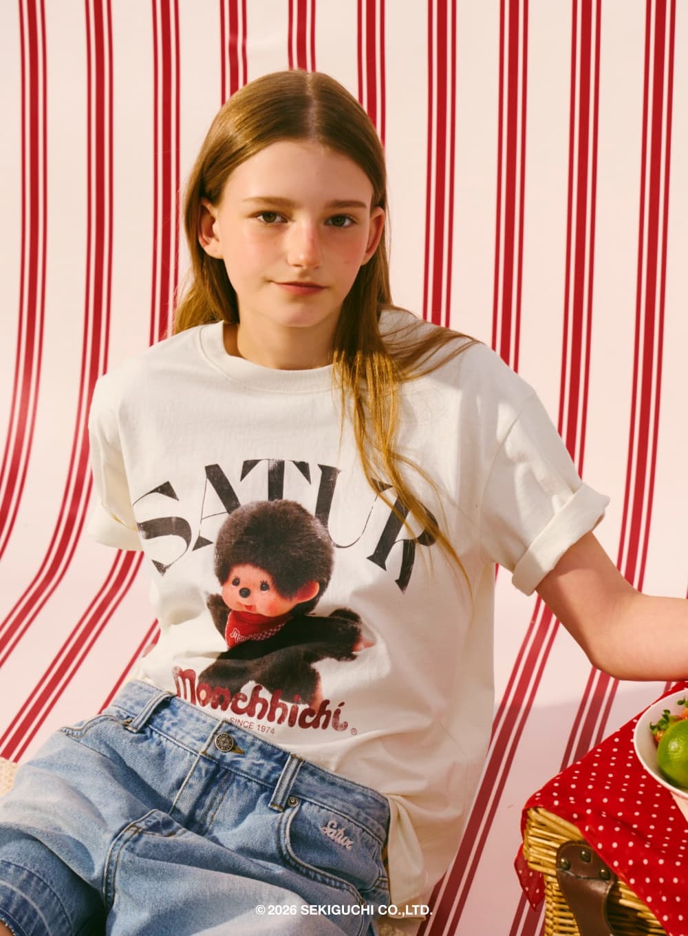 Satur X Monchhichi Arch Logo T-Shirt - White