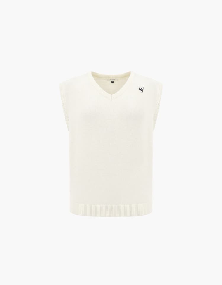 symbol logo knit vest - ivory