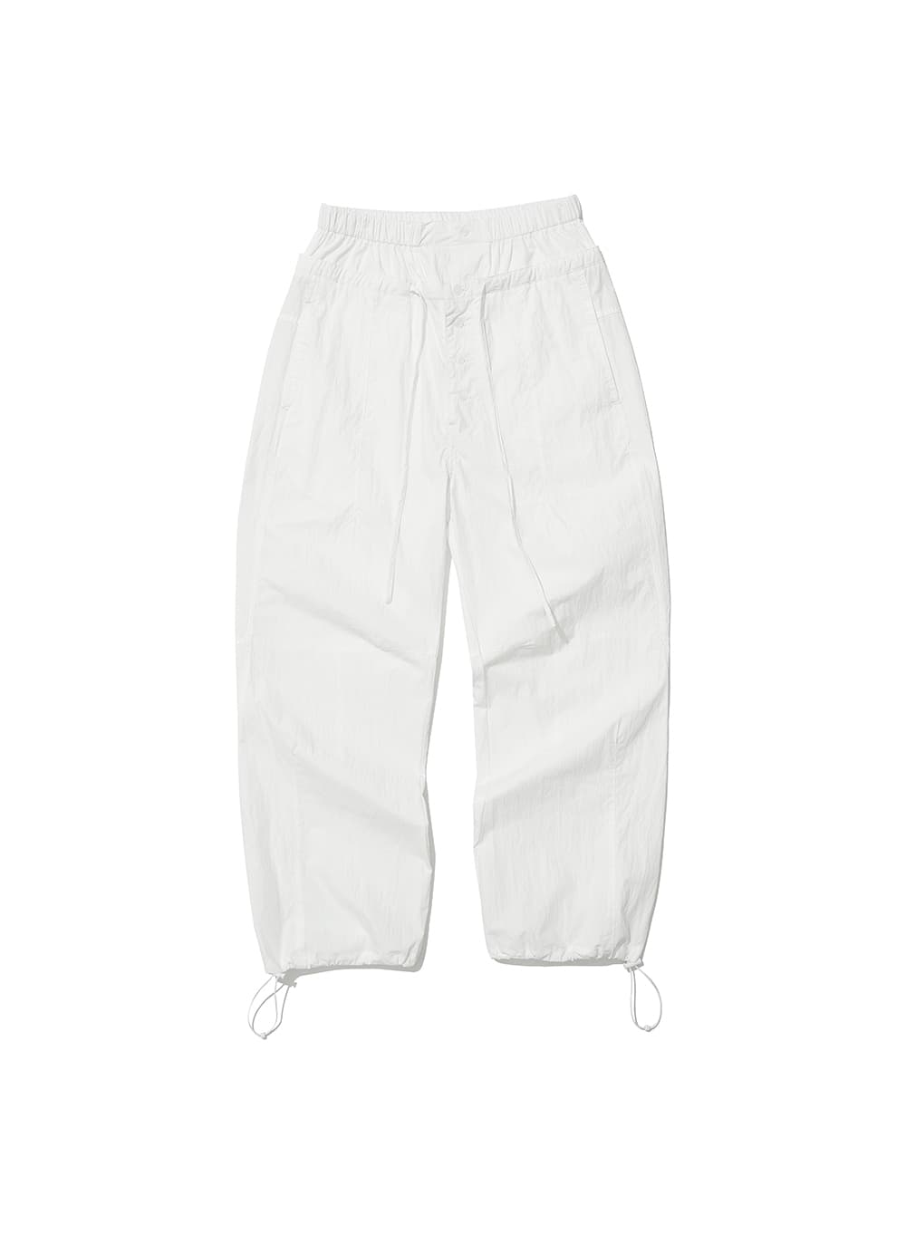 DOUBLE WAIST PARACHUTE PANTS_WHITE