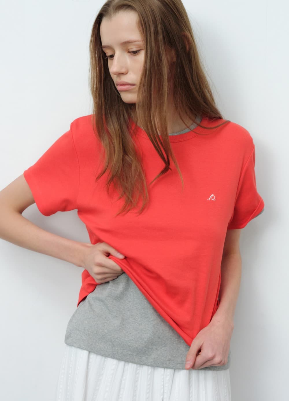 All-Day Cotton Rib T-shirt - Tomato Red