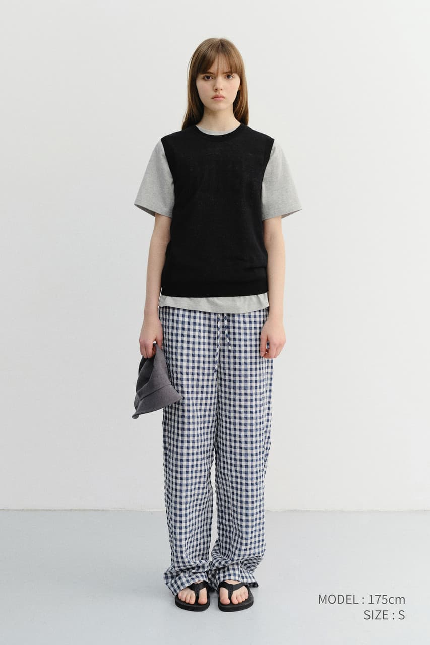 UNISEX CHECKED PAJAMA SLACKS NAVY CHECK_UDPA6B121N2