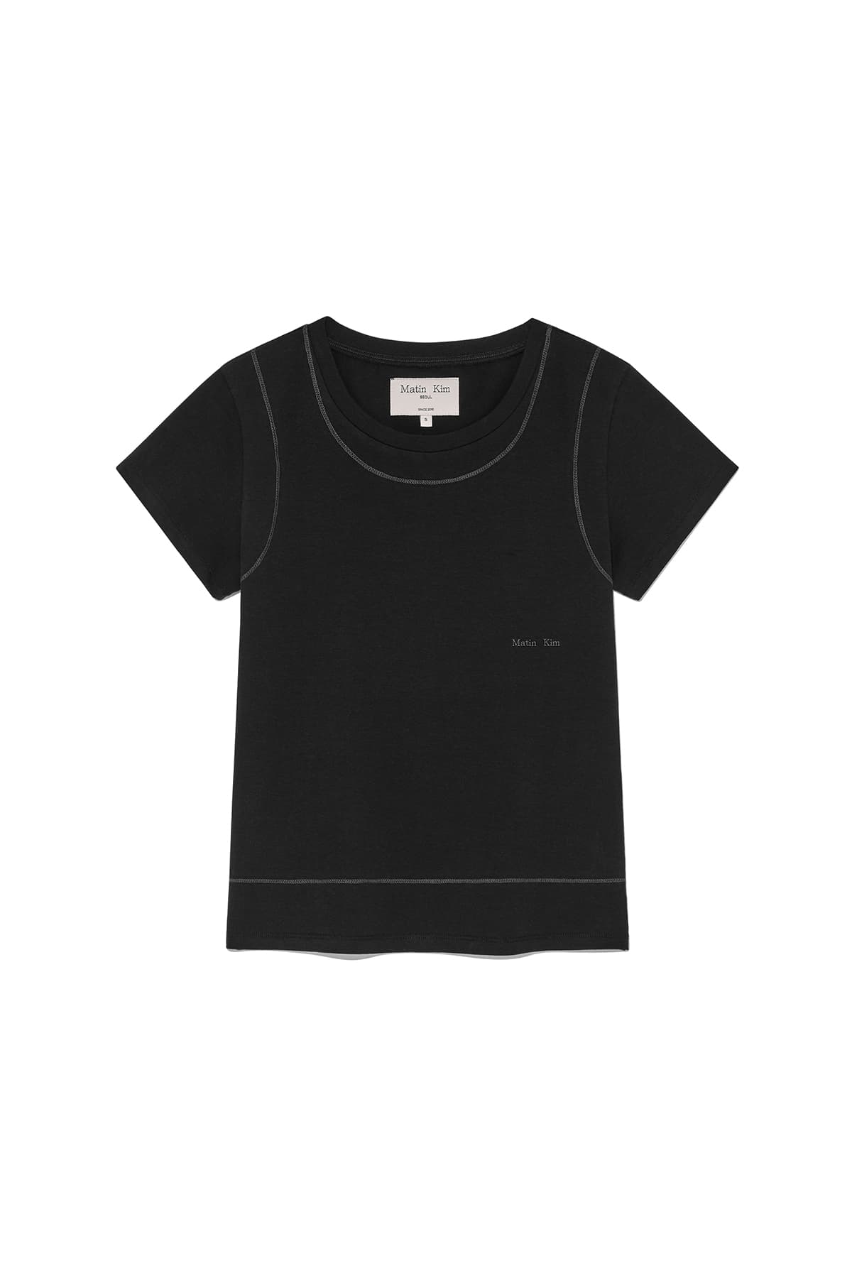 STITCH POINT SMALL LOGO TOP IN BLACK