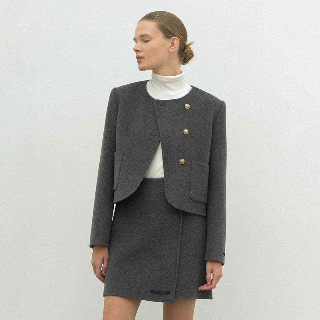 (Z-JK-2955)WOOL HANDMADE SET-UP JACKET