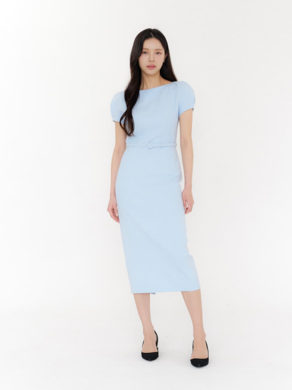 Cap-sleeve Slim Dress / Blue(3color)
