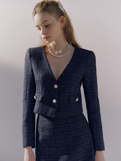 Jenna tweed crop jacket(3colors)