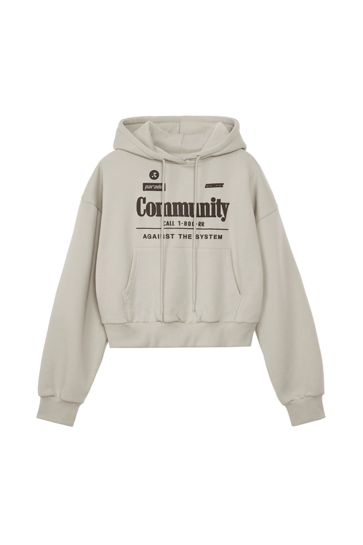 RR COMMUNITY CROPPED HOODIE - BEIGE