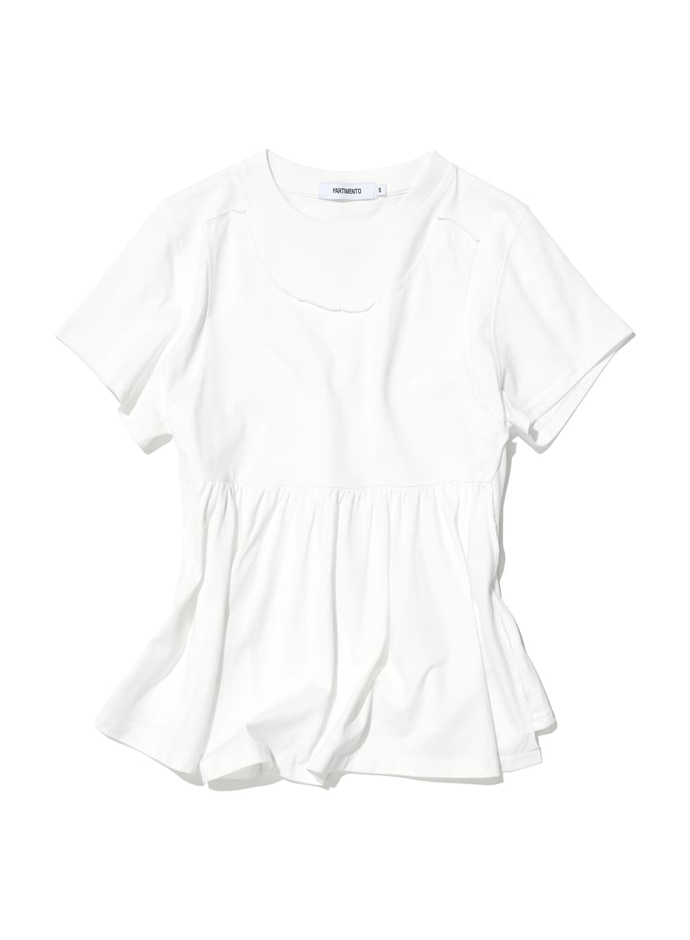 OVERLAY PEPLUM SHORT SLEEVE TEE_WHITE