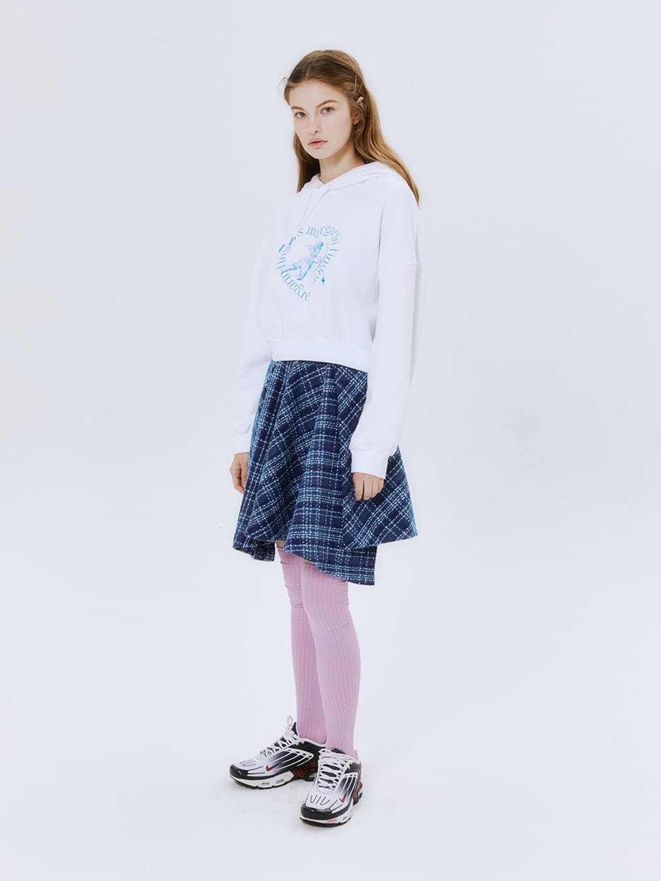 CHECK UNBALANCE SKIRT (BLUE)