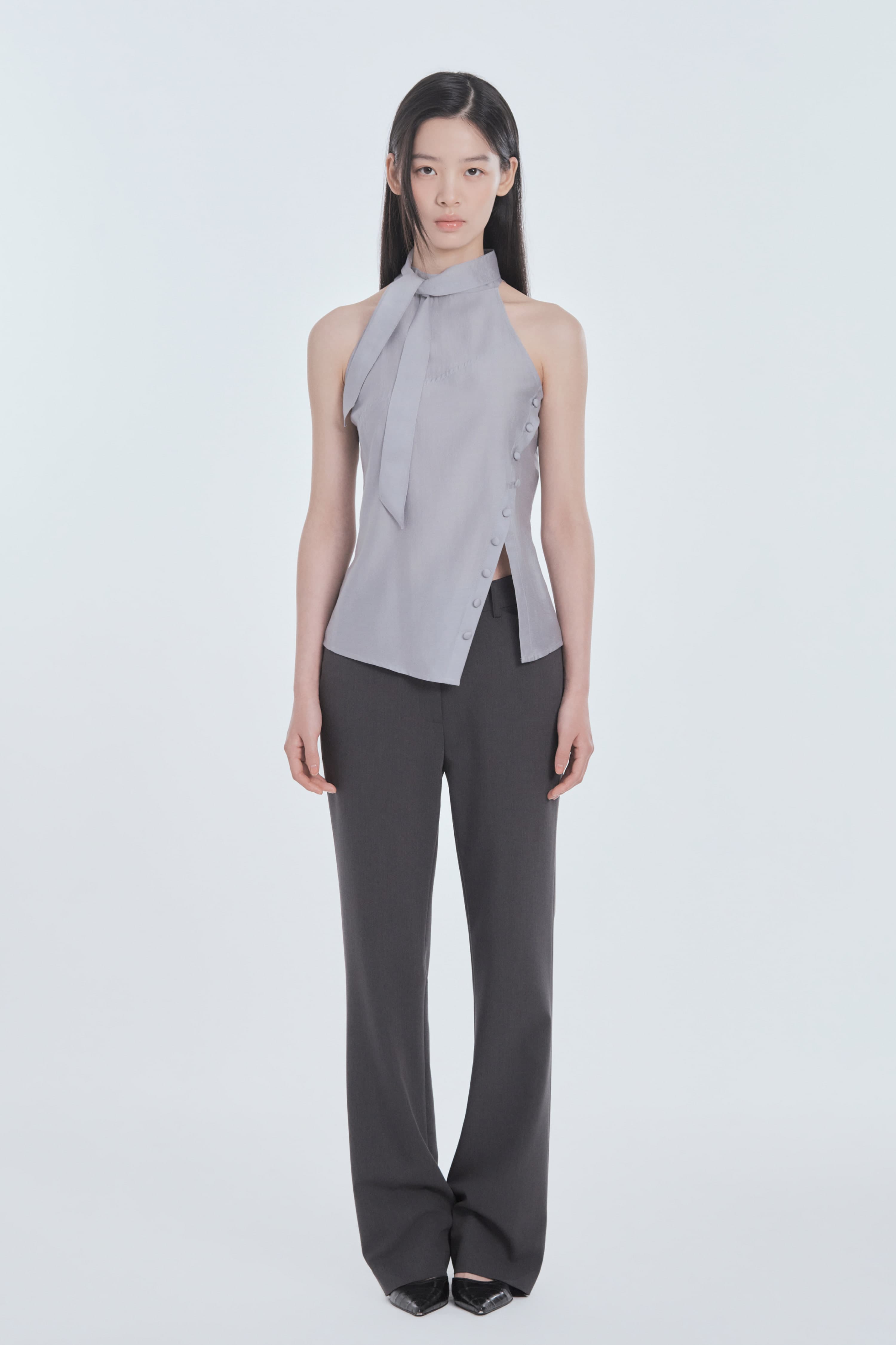 Emma Tailored Semi Bootcut Slacks - Charcoal