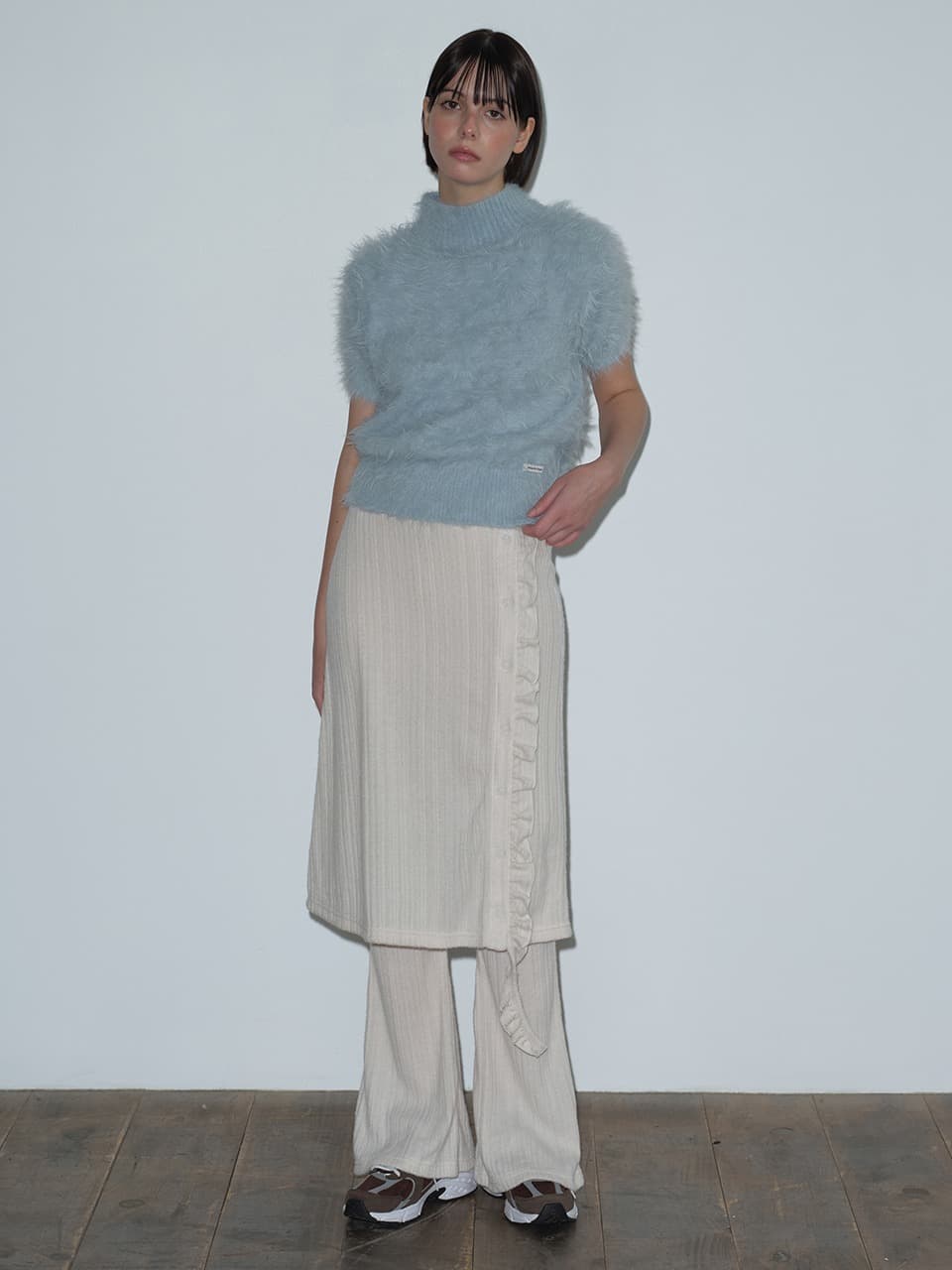 FRILL LAYERED SKIRT PANTS (CREAM)