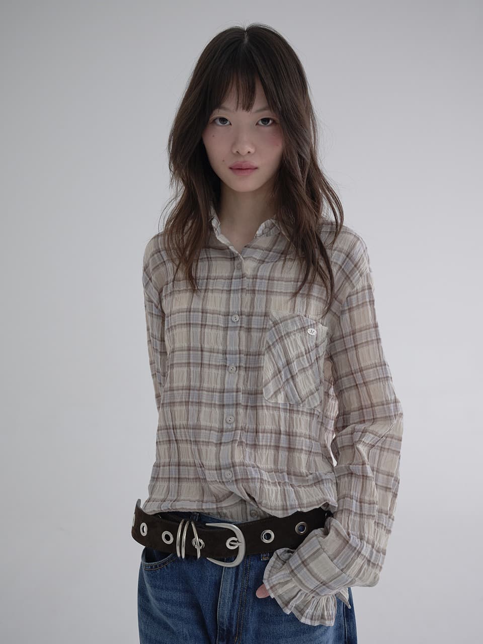 WIDE EYELET BELT (BROWN)