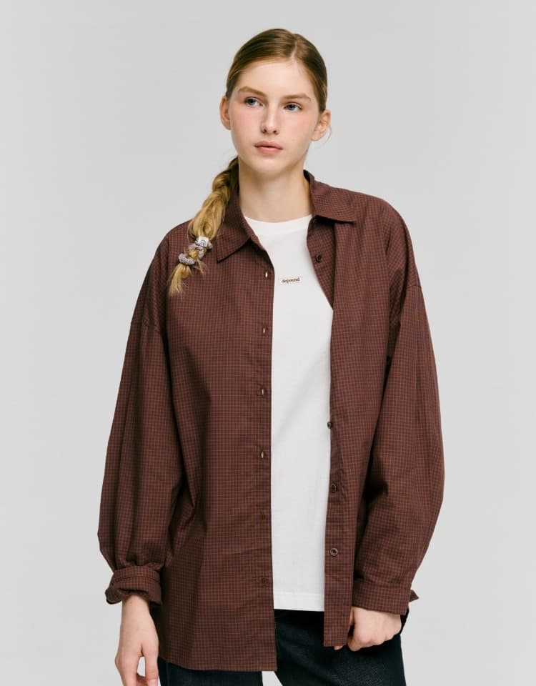 check oversized shirts - brick check