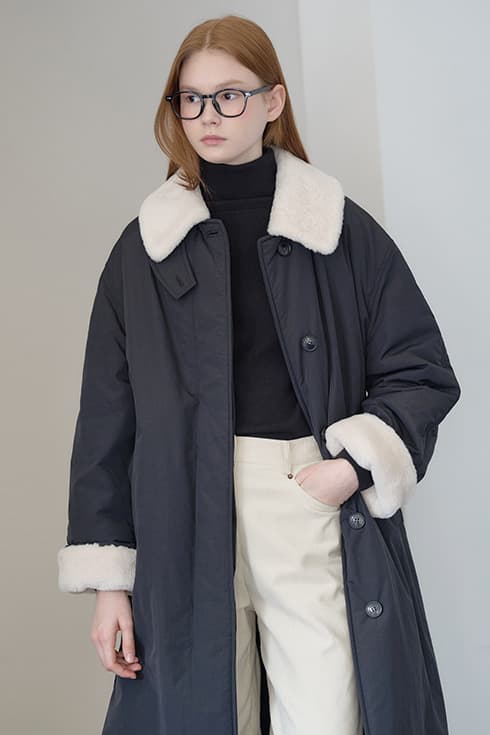 25WN padding trench coat [BK]