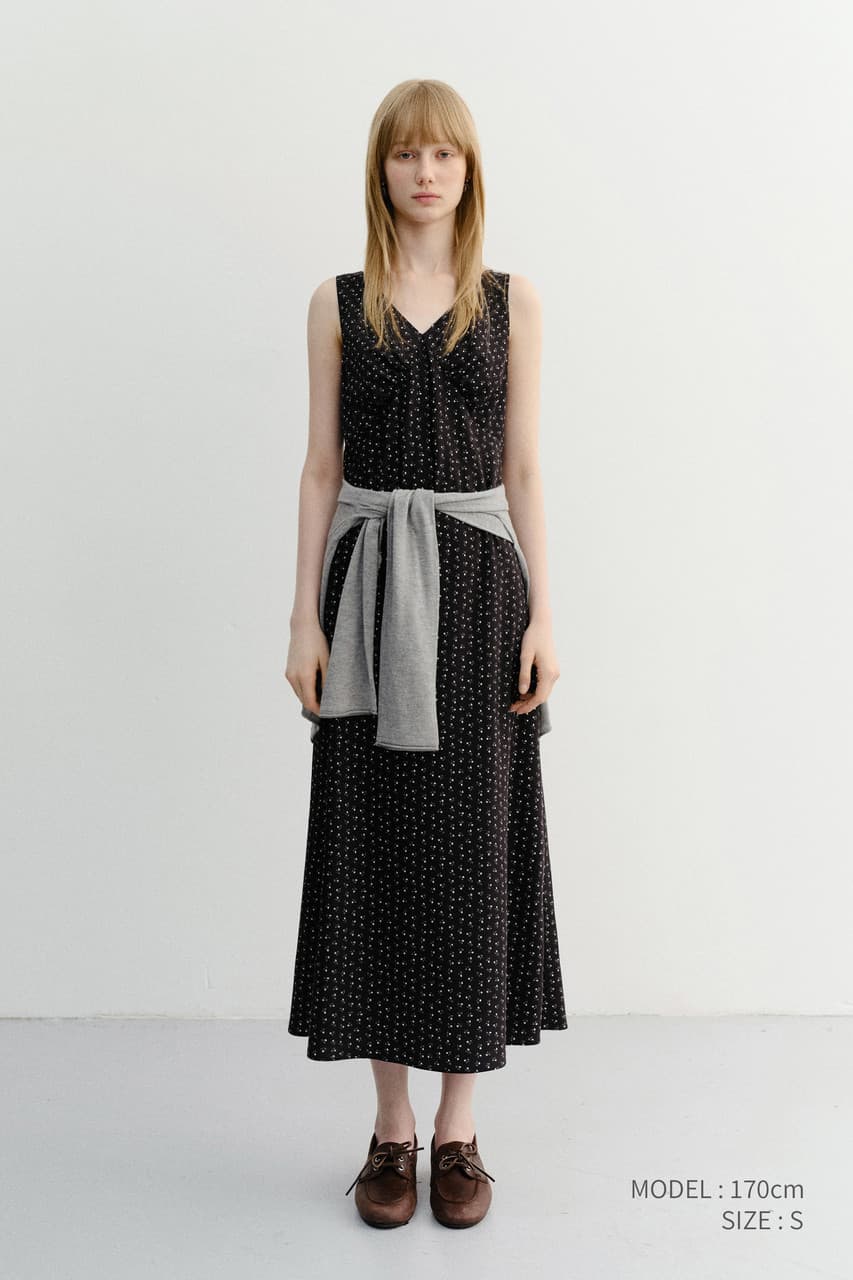 SLEEVELESS PATTERNED DRESS BLACK_UDDR6B224BK