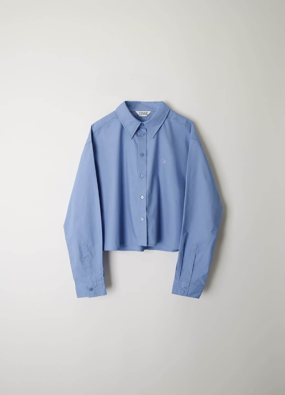 Poplin Cotton Crop Shirt - Light Blue