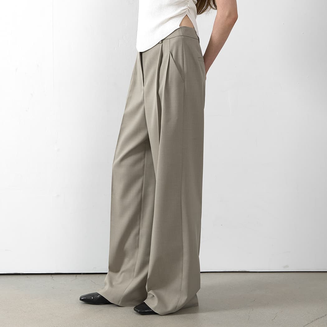 (PT-5664)BAY SET-UP TWO TUCK PANTS