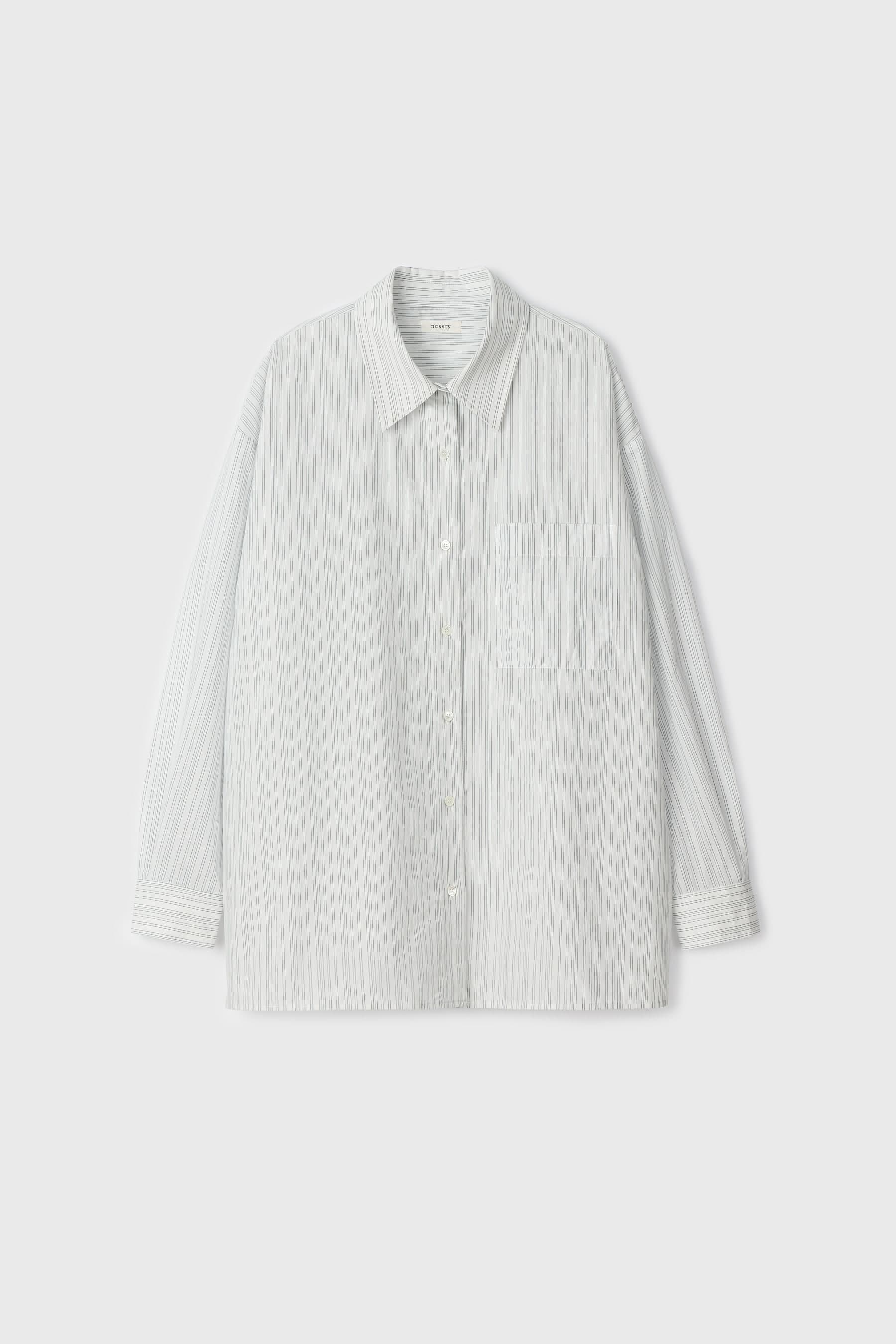 Oversized Cotton Breeze Stripe Shirt (White)