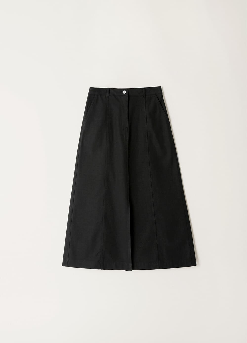 Cotton Slub Maxi Skirt - Black
