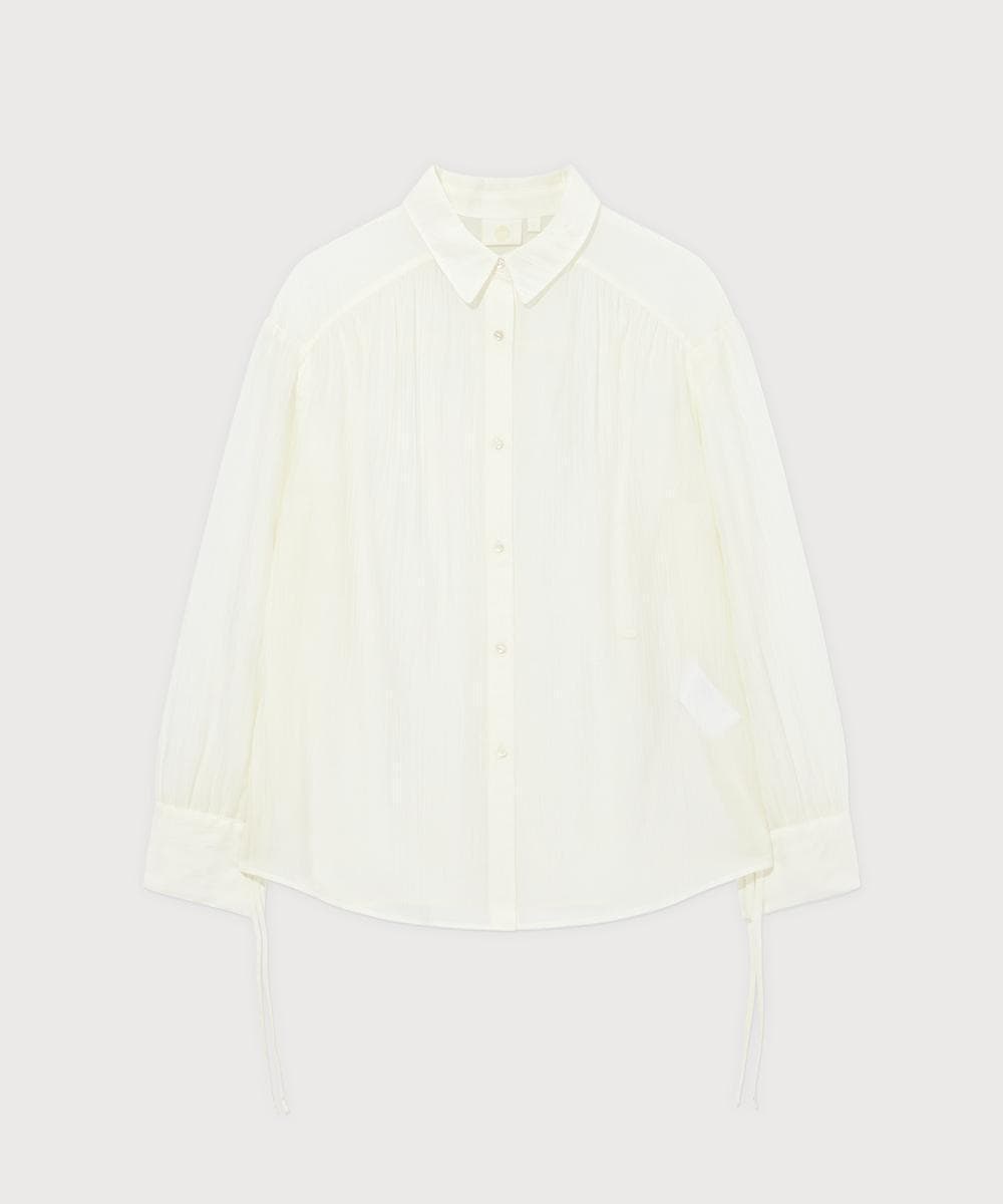 우먼 스트링 시어 오버핏 블라우스 Ivory