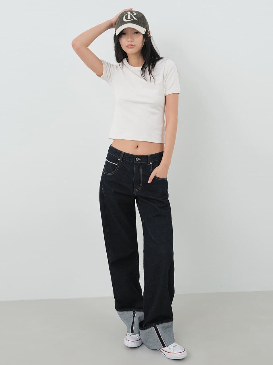 셀비지 턴업 데님 팬츠_INDIGO