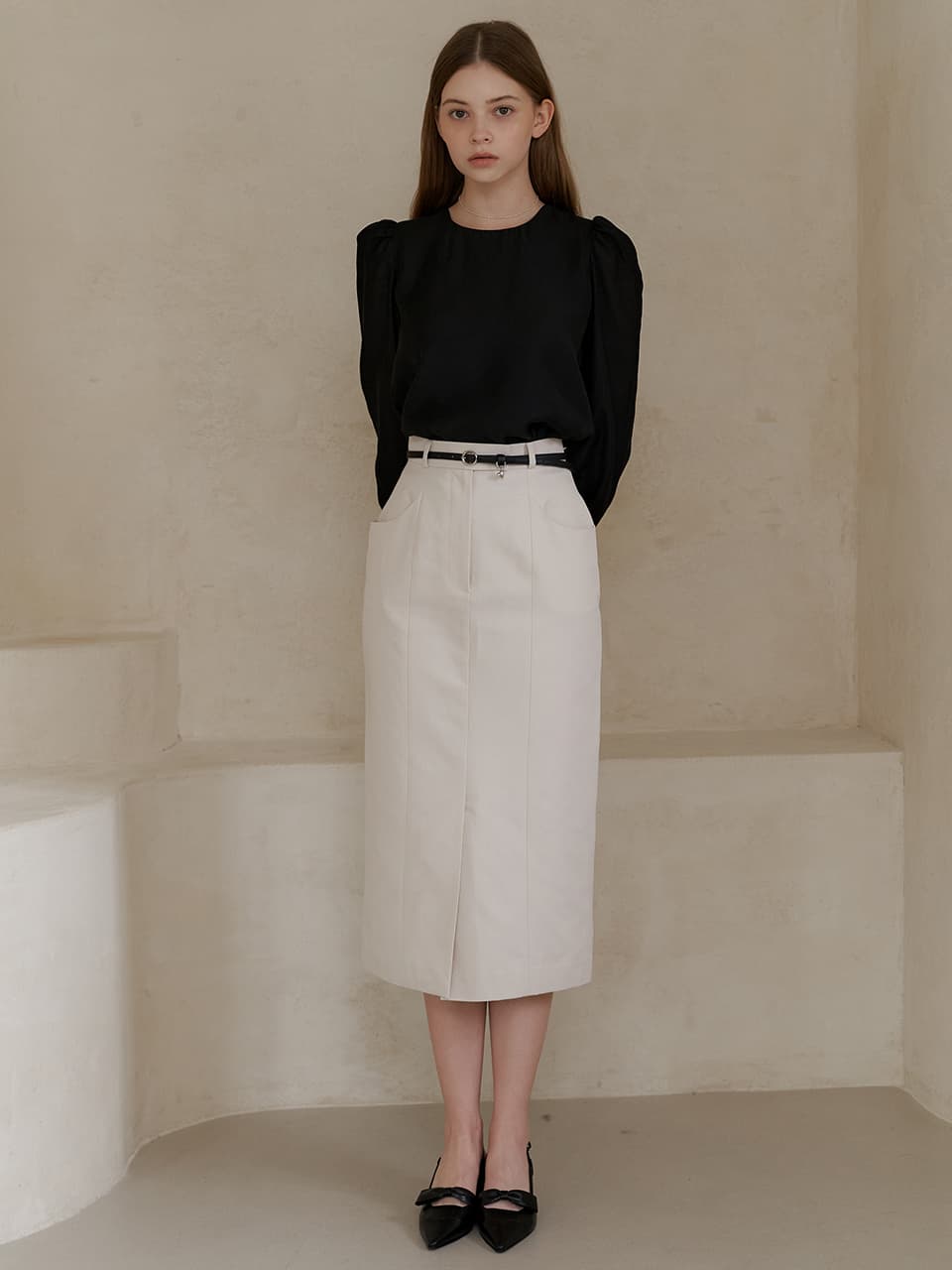 Basic Slit Skirt(2color)
